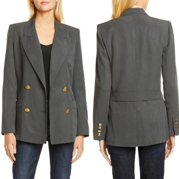 SMYTHE Unstructured Double Breasted Blazer Grey Size XS Classic‎ Menswear Chic - Picture 2 of 16